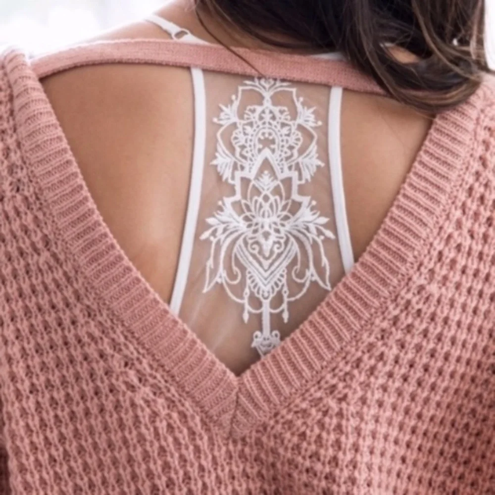 Boho minimalist racerback Seamless Floral bralette - Picture 3 of 6
